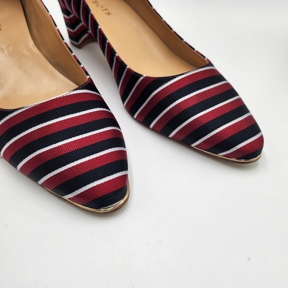 Talbots Kelsey Womens striped satin fabric upper block heel pumps Sz 9.5M - Picture 9 of 9